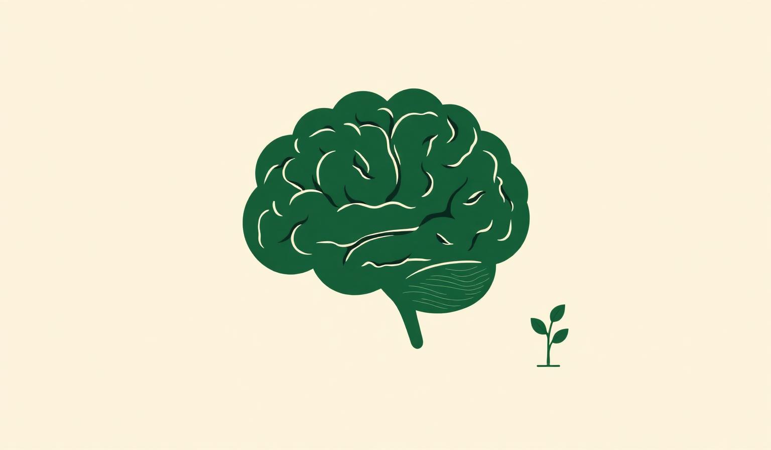 Soft watercolor illustration of a brain surrounded by gentle neural pathways