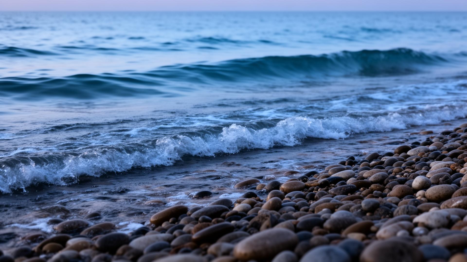 Ocean waves washing over pebbles